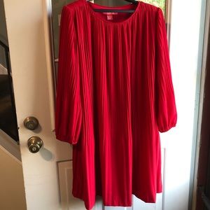 Red pleated Catherine Dress